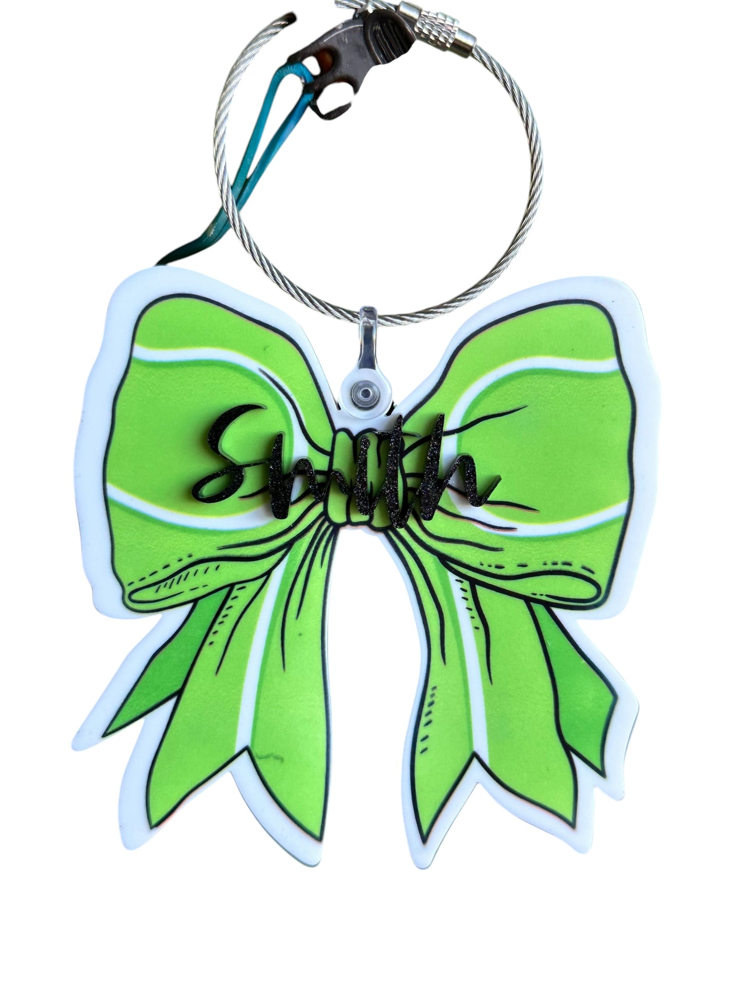 Tennis Bow Name Bag Tag