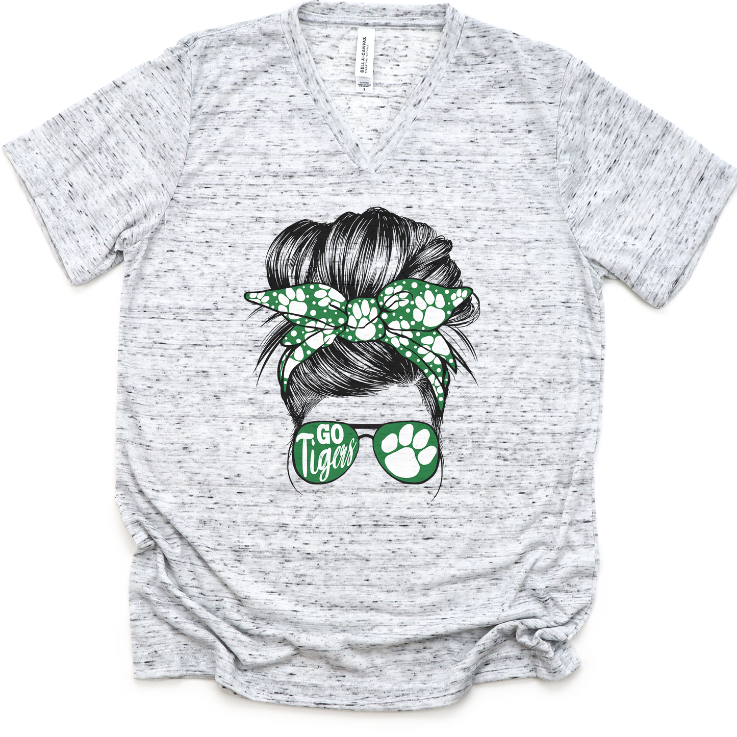 Messy Bun "Go Tigers" V-Neck