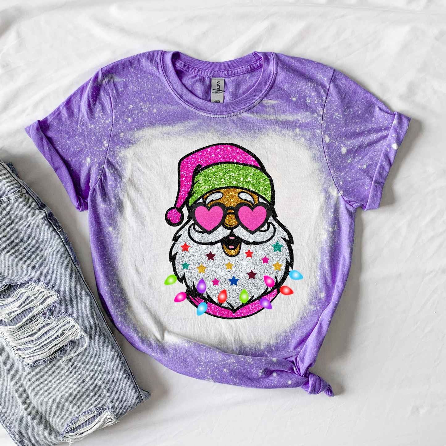 Neon Santa Bleached Tee