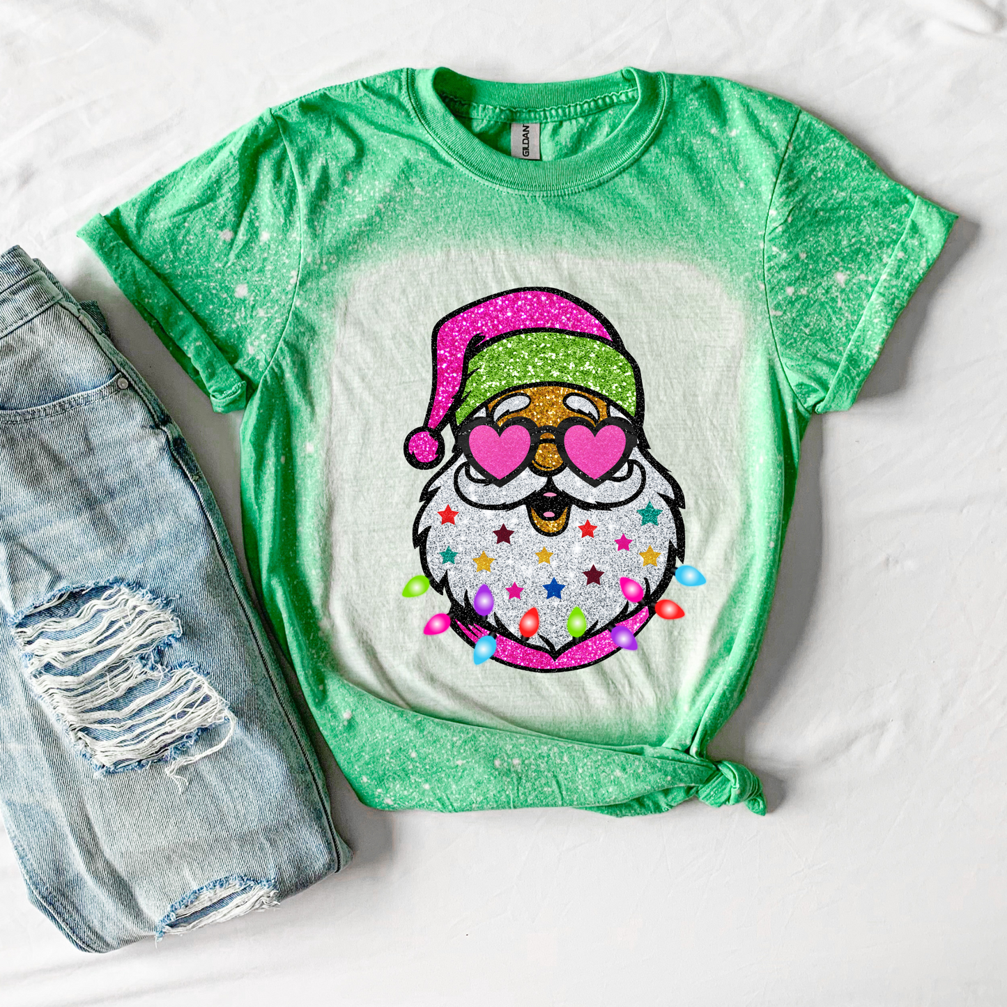 Neon Santa Bleached Tee