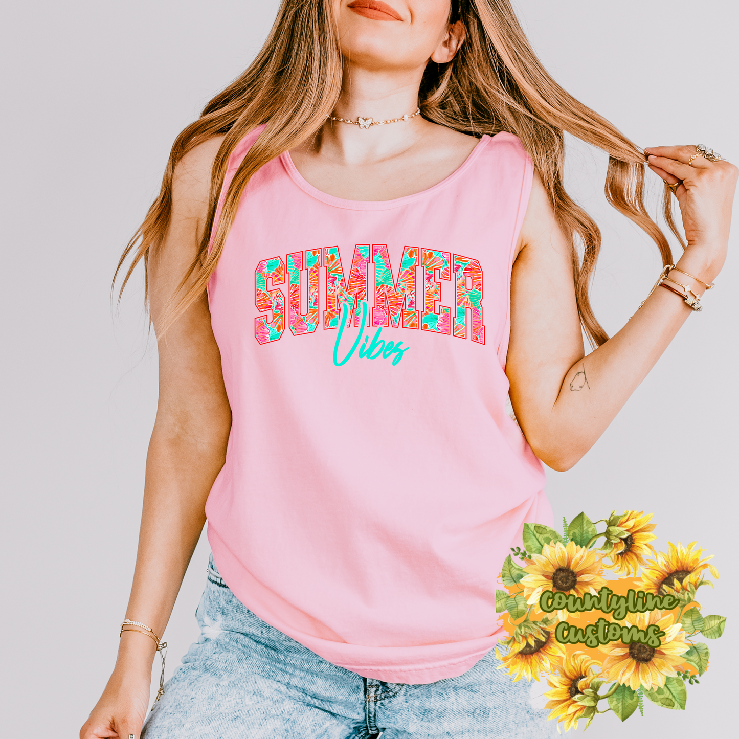 Summer Vibes Tropical Shirt - Floral Print Tee - Purple Comfort Colors - Vacation Vibes Shirt - Beach Style Tee