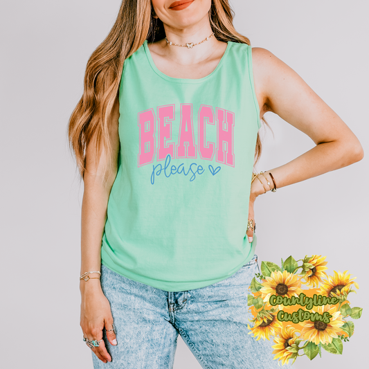 Beach Please Tank Top - Summer Vibes Shirt - Vacation Tank - Beach Lover Gift - Mint Green Tank