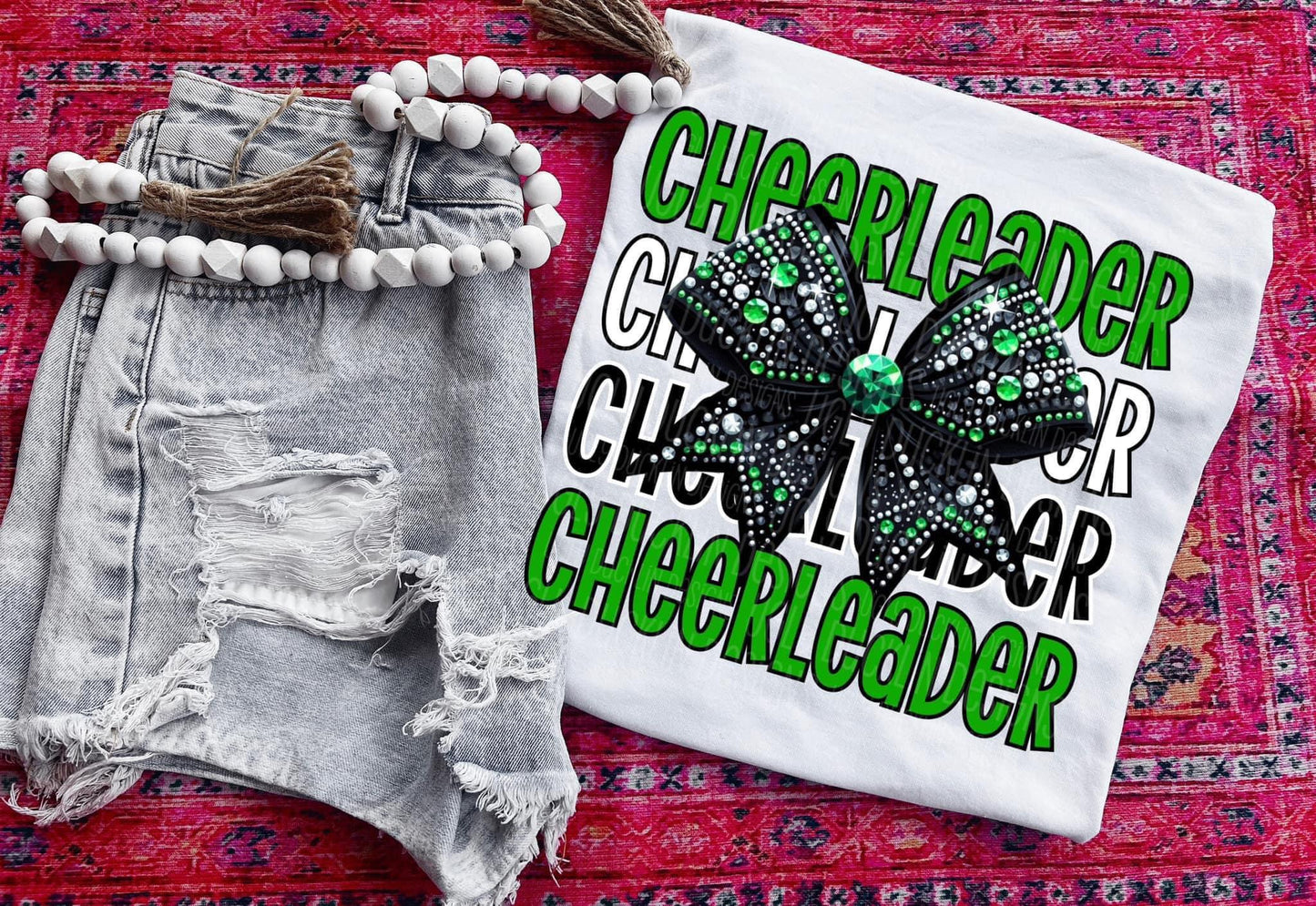 Cheer Rhinestone Bow T-Shirt