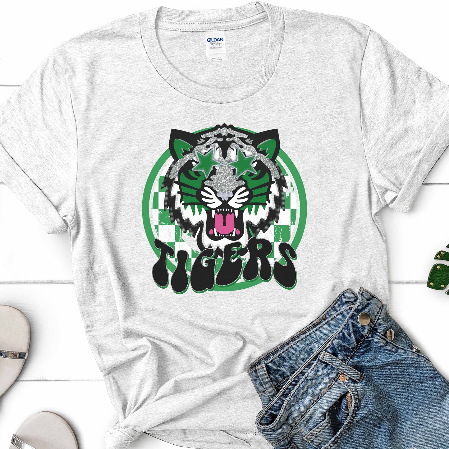 Green Starry Eyed Tiger Design