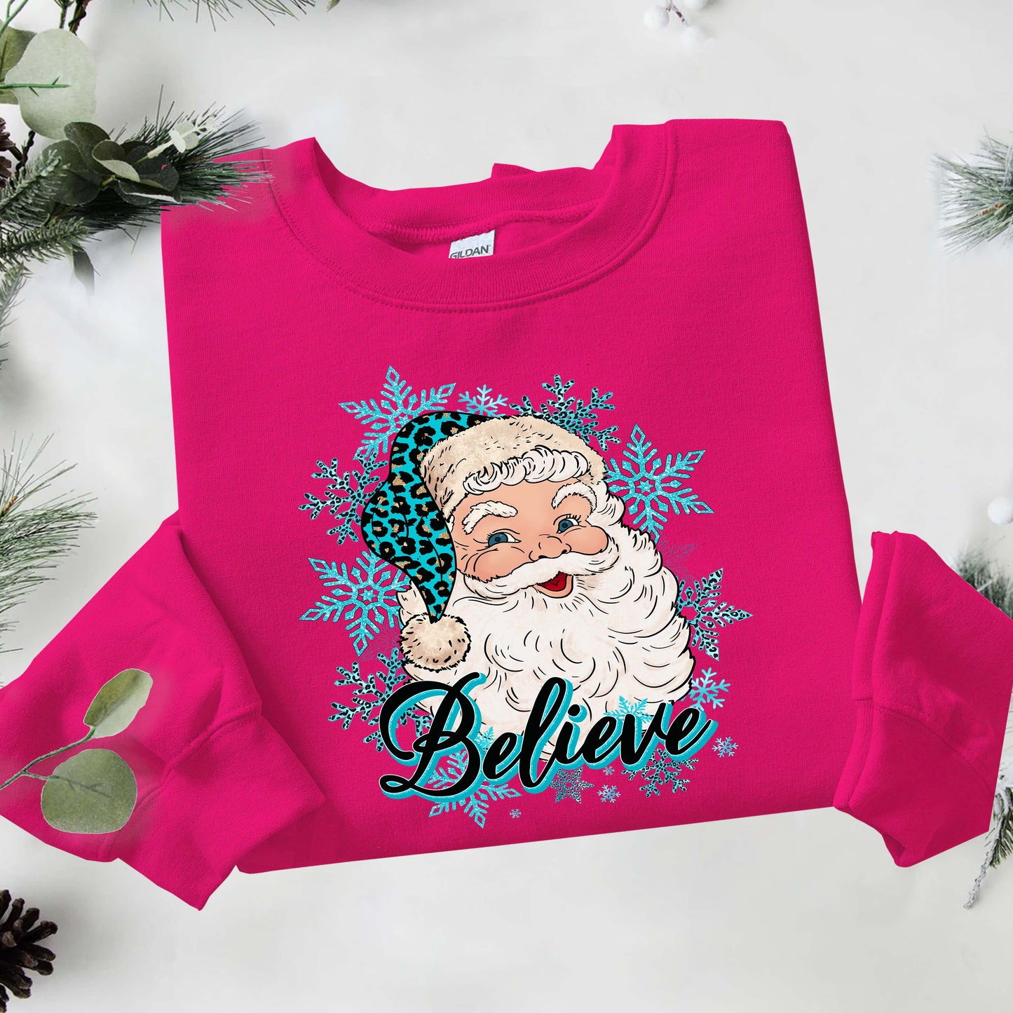 Pink Believe Santa Sweatshirt