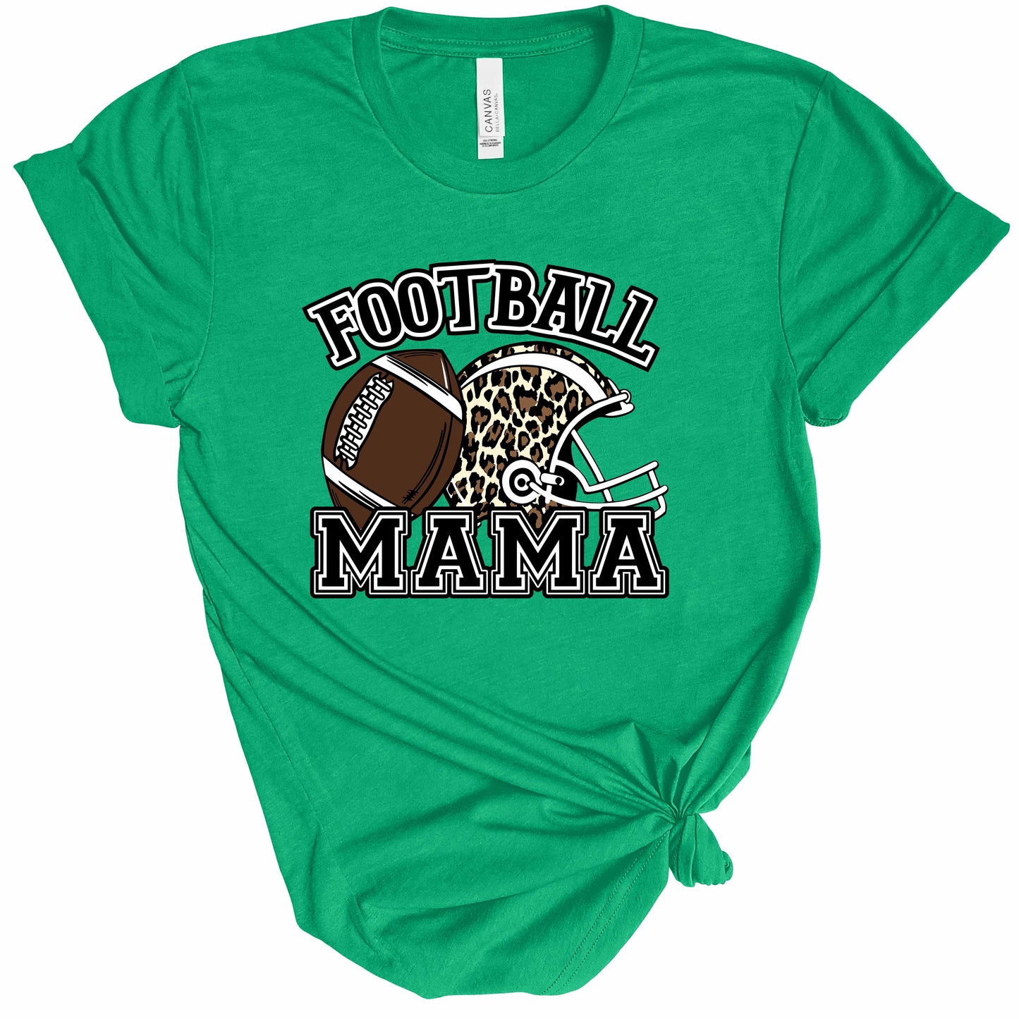 Football Mama Leopard Helmet T-Shirt