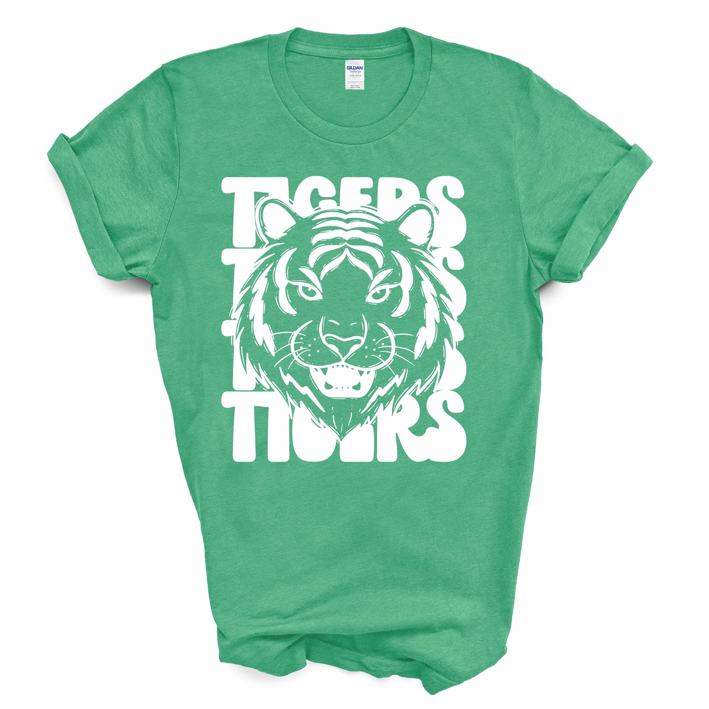 Stacked Tigers White Print