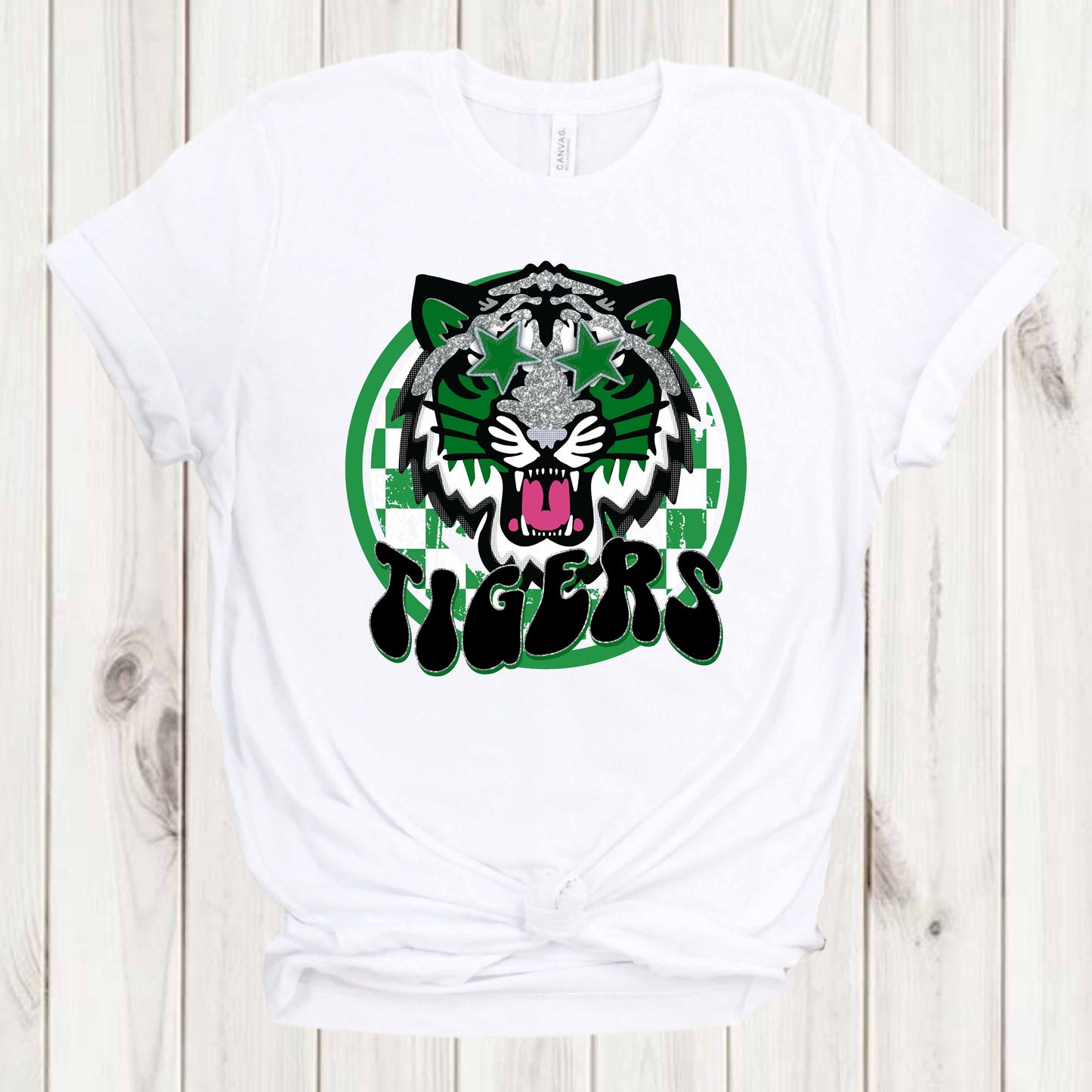 Green Starry Eyed Tiger Design