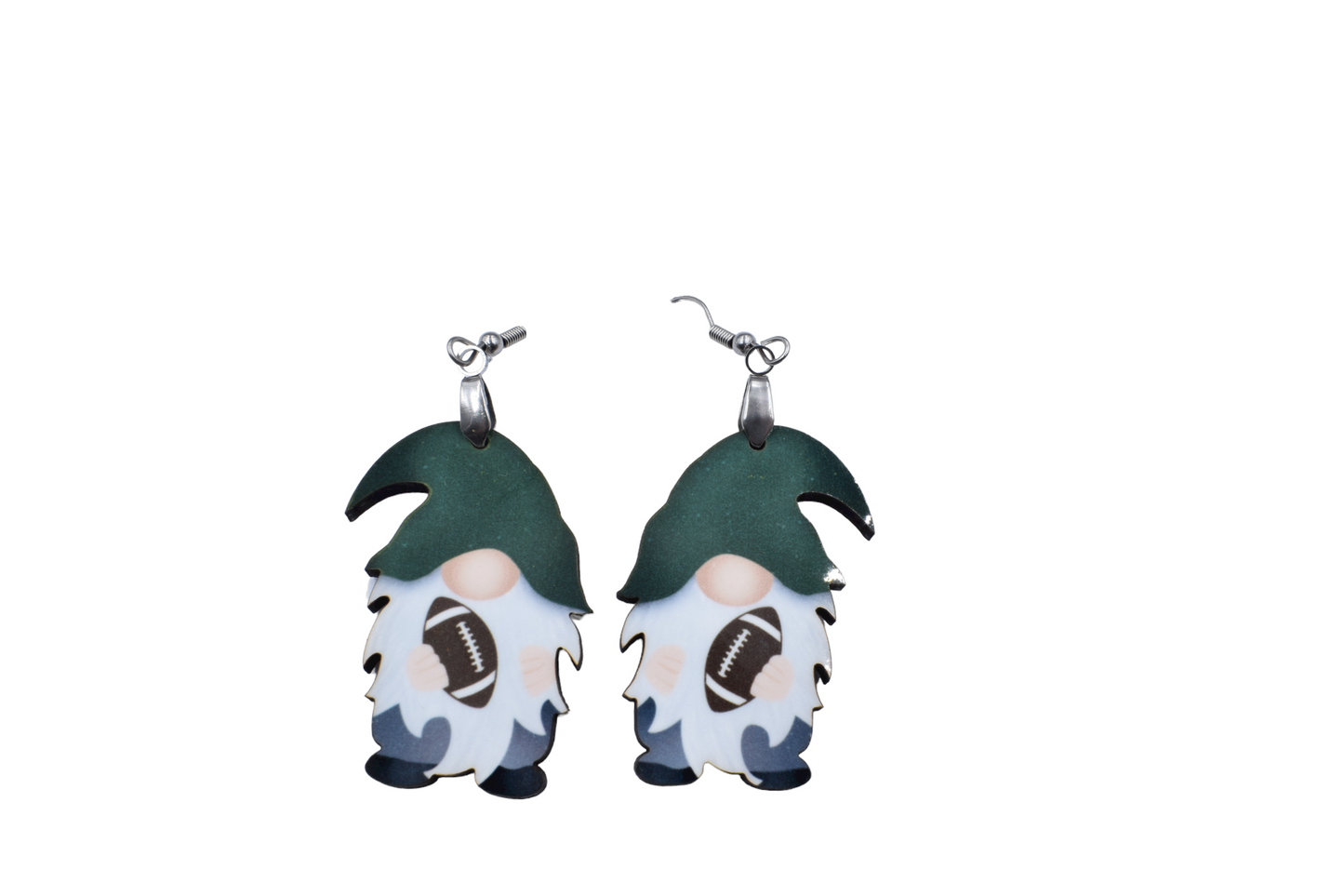 Green Gnome Football Teardrop Earrings