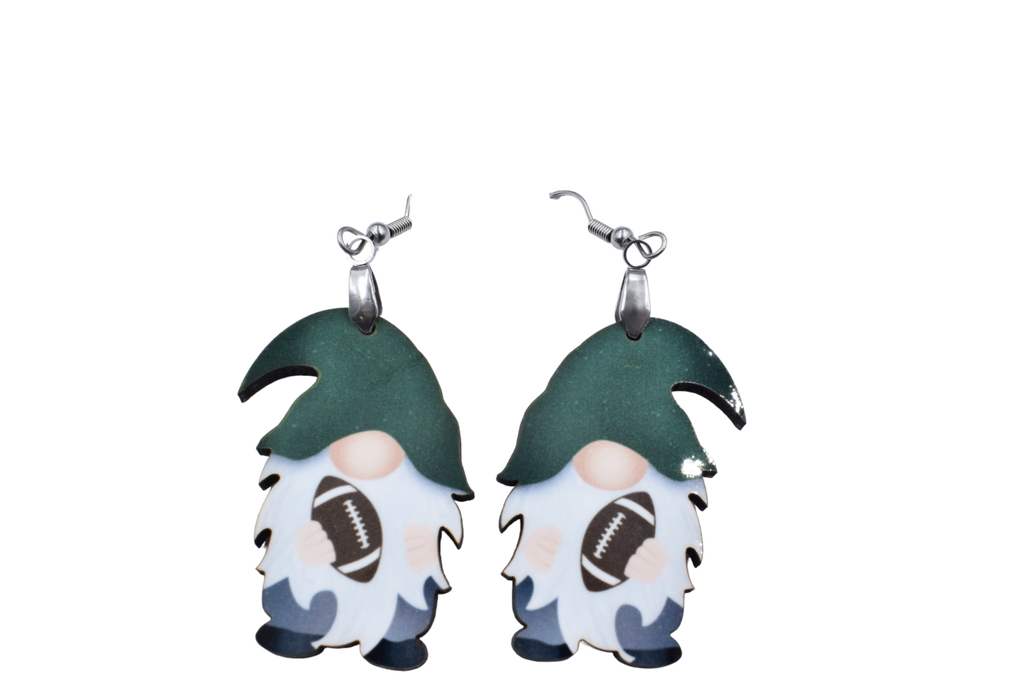 Green Gnome Football Teardrop Earrings