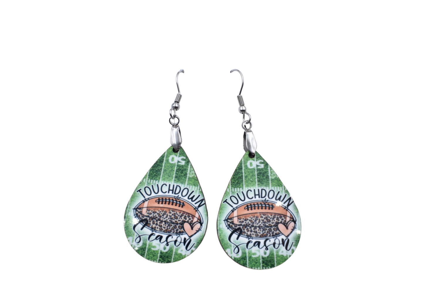 Green Touchdown Season Teardrop Earrings