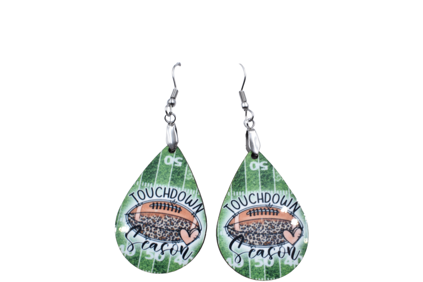 Green Touchdown Season Teardrop Earrings