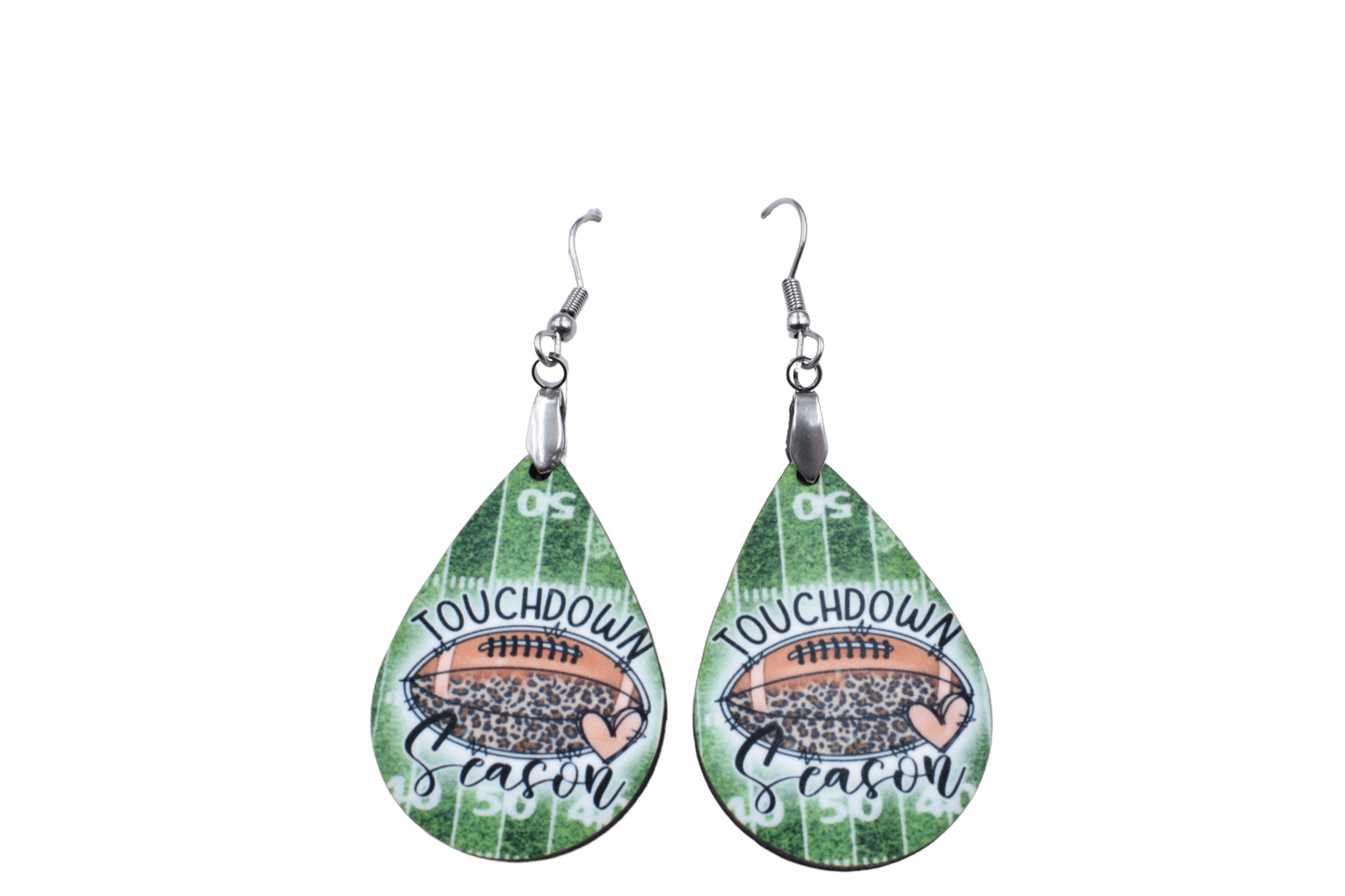 Green Touchdown Season Teardrop Earrings