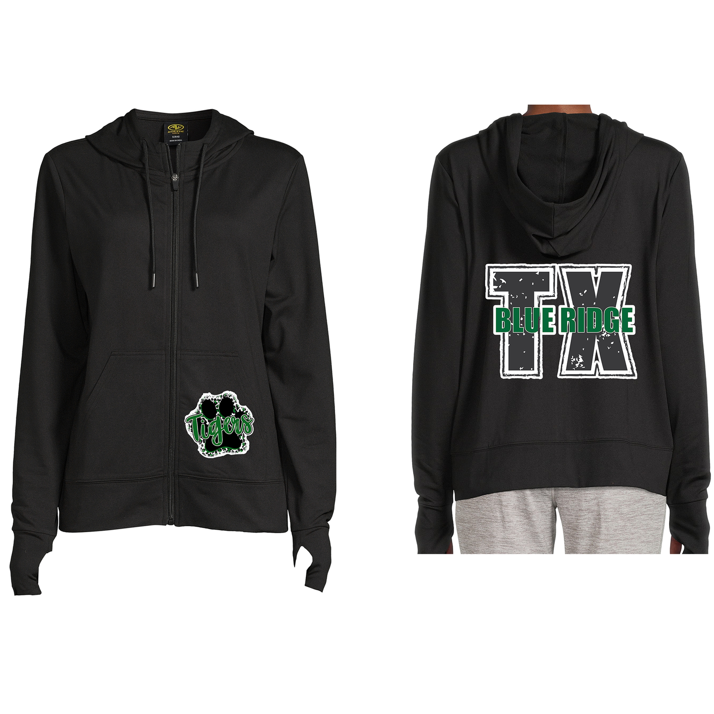 BR TX Paw Print Zip Up Sweatshirt