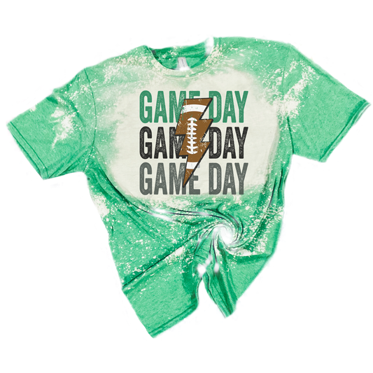 Bleached Green Game Day Lightning Leopard TX T-Shirt