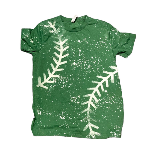 Green Baseball/Softball Seam Bleached Shirt