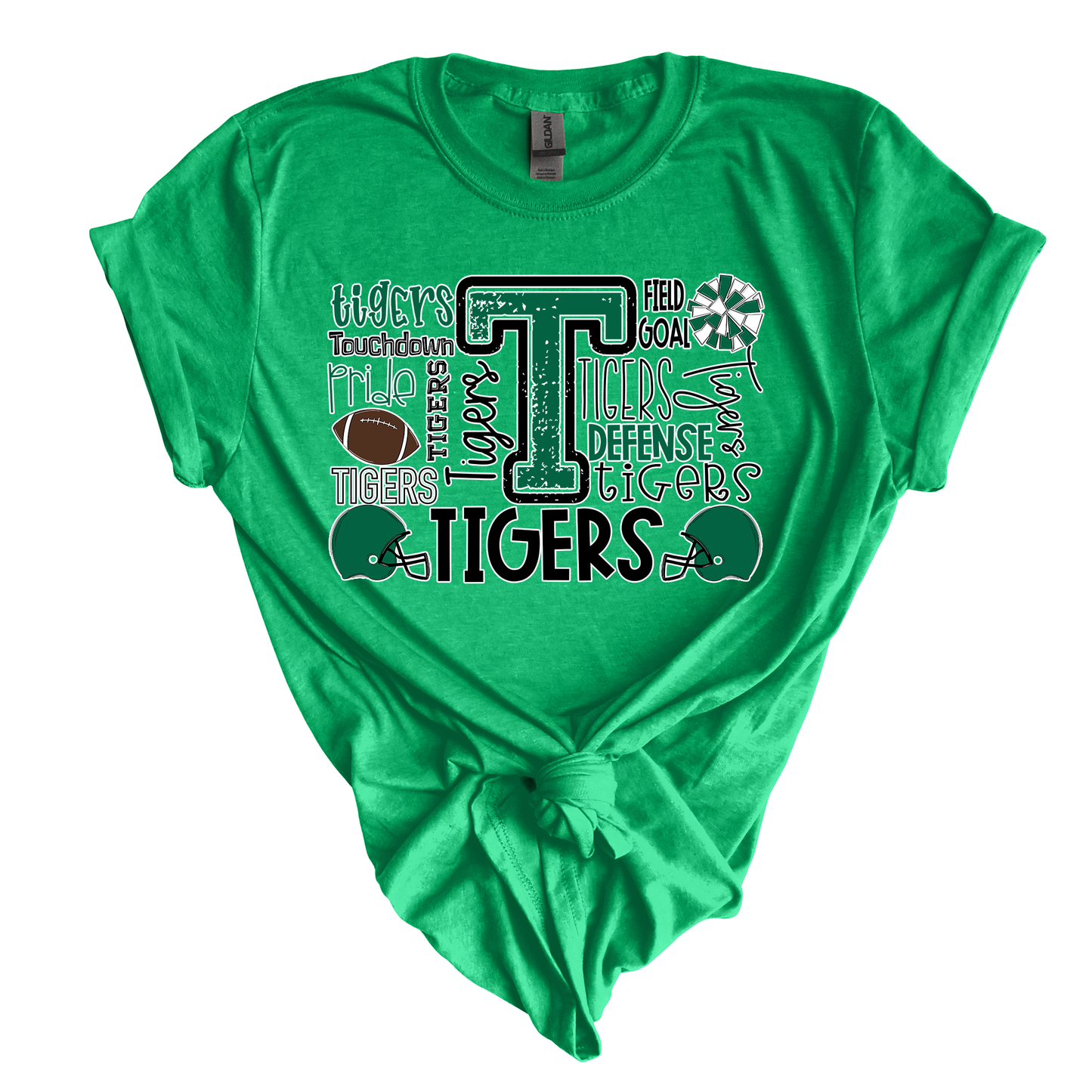 Tigers Football Typography T-Shirt