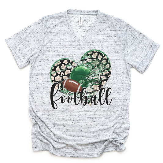 Leopard Heart Football V-Neck