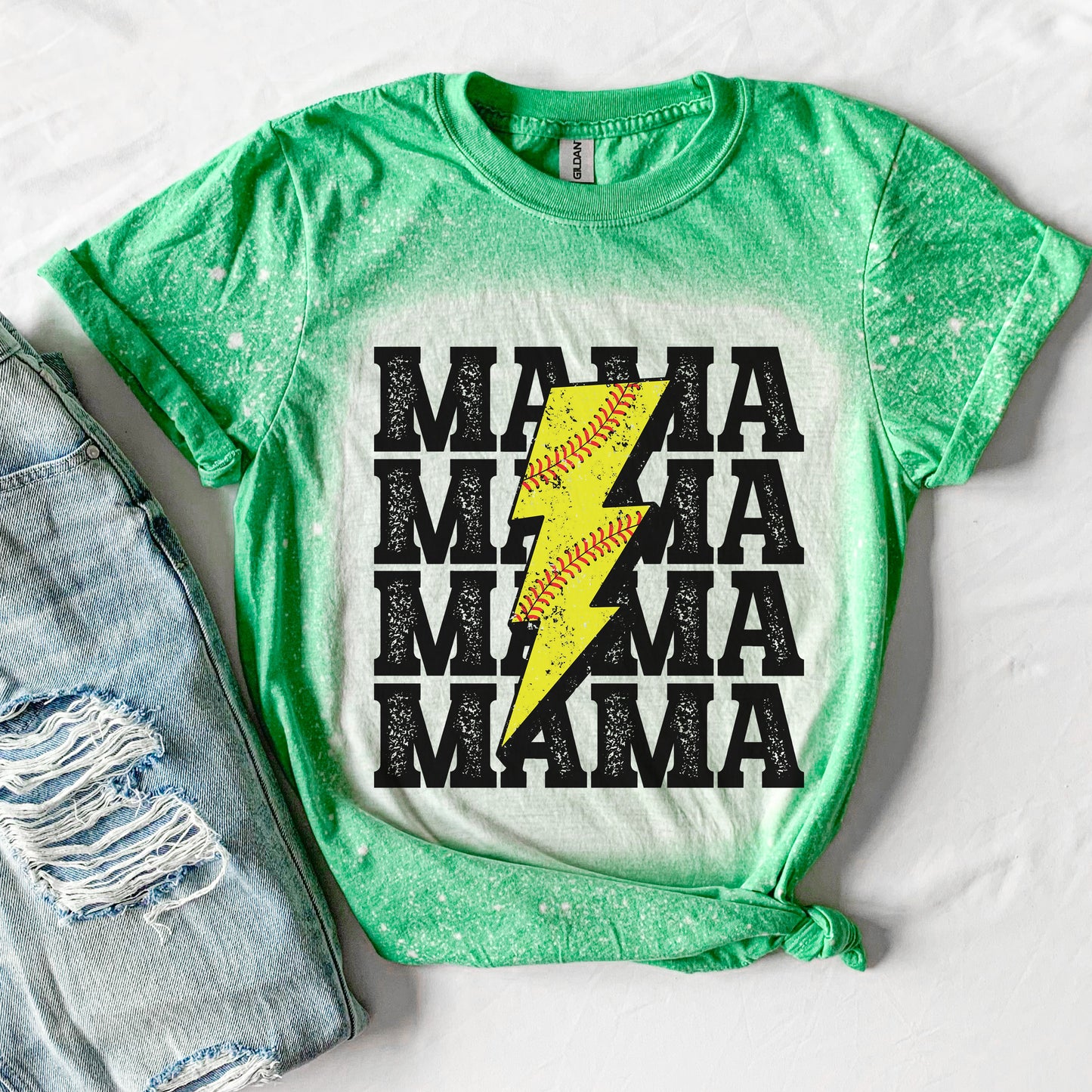 Retro Stacked Mama Softball Shirt