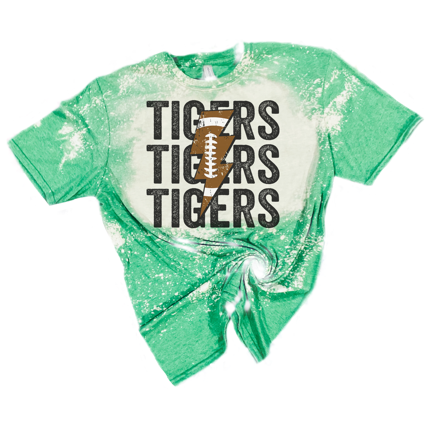 Bleached Tigers Football Lightning T-Shirt