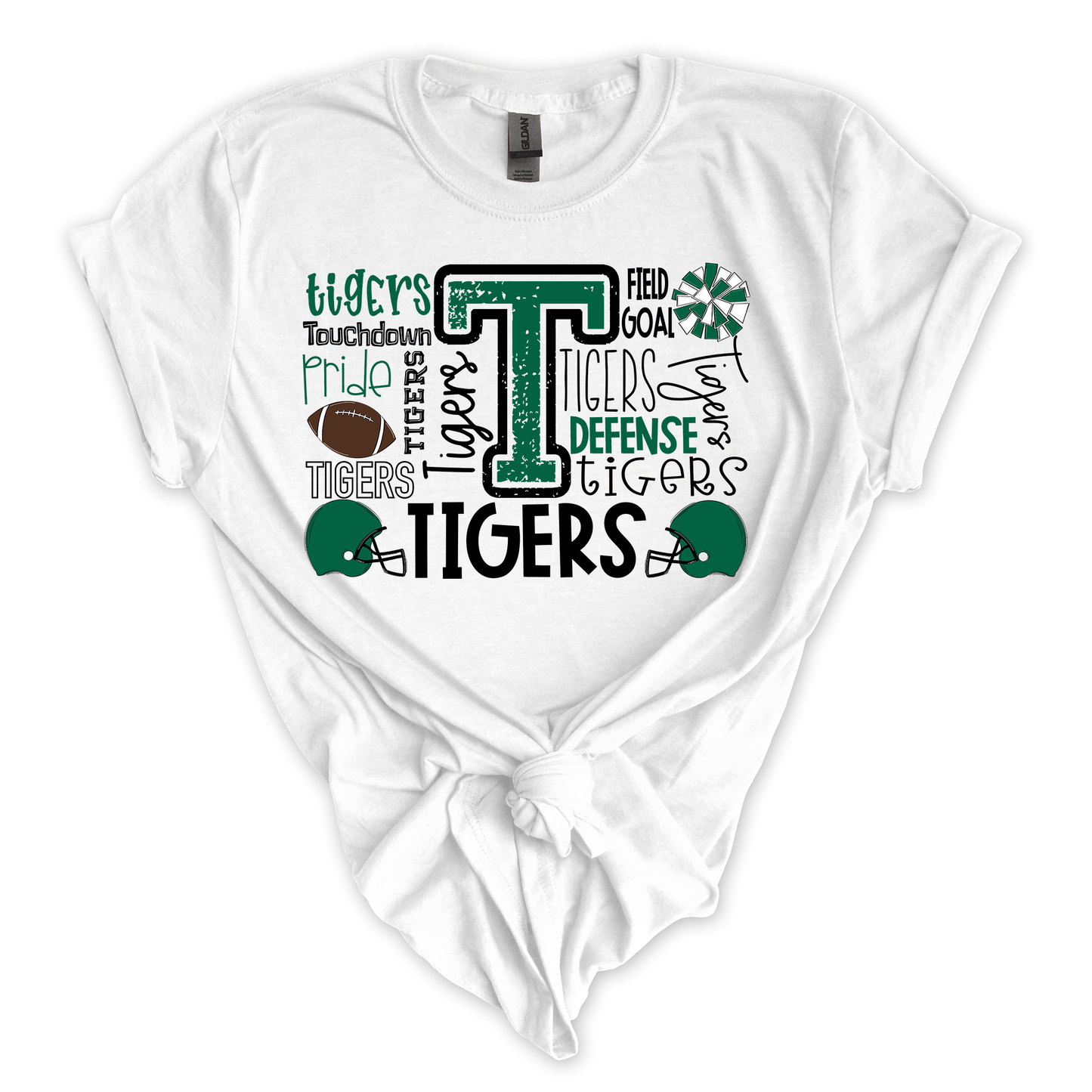 Tigers Football Typography T-Shirt