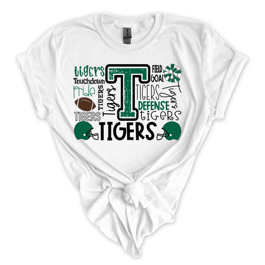 Tigers Football Typography T-Shirt